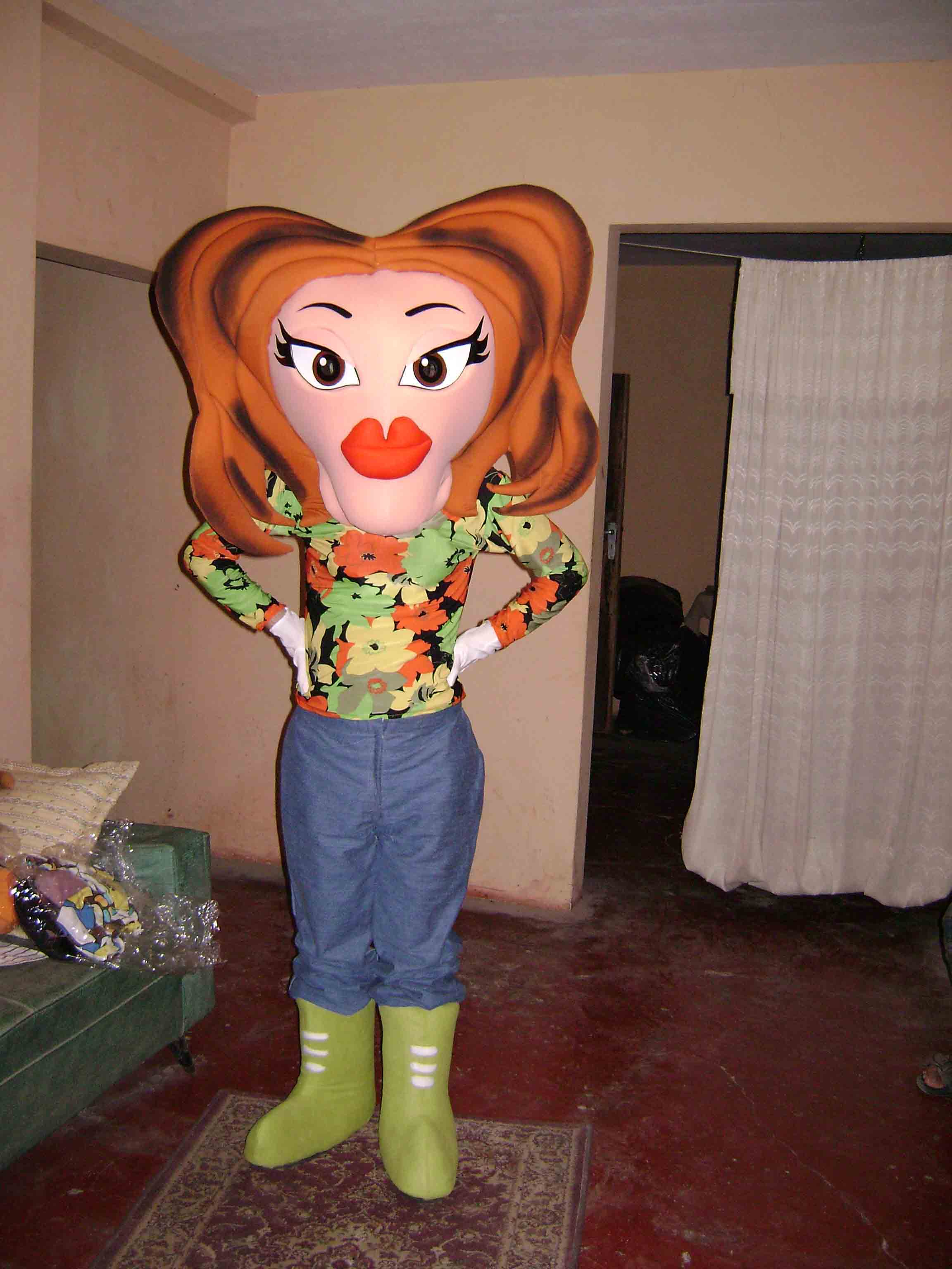 Doll Head Fiber Mascot Character Costume