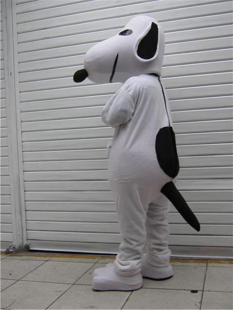 White Dog with Black Spots Snoopy Mascot Character Costume