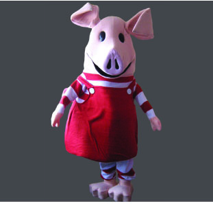 Pink Pig With Red Dress Best Mascot