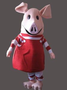 Pink Pig with Red Dress Mascot Character Costume-Best Mascot