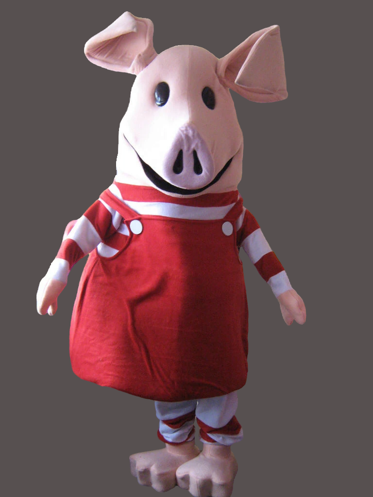 Pink Pig with Red Dress Mascot Character Costume-Best Mascot