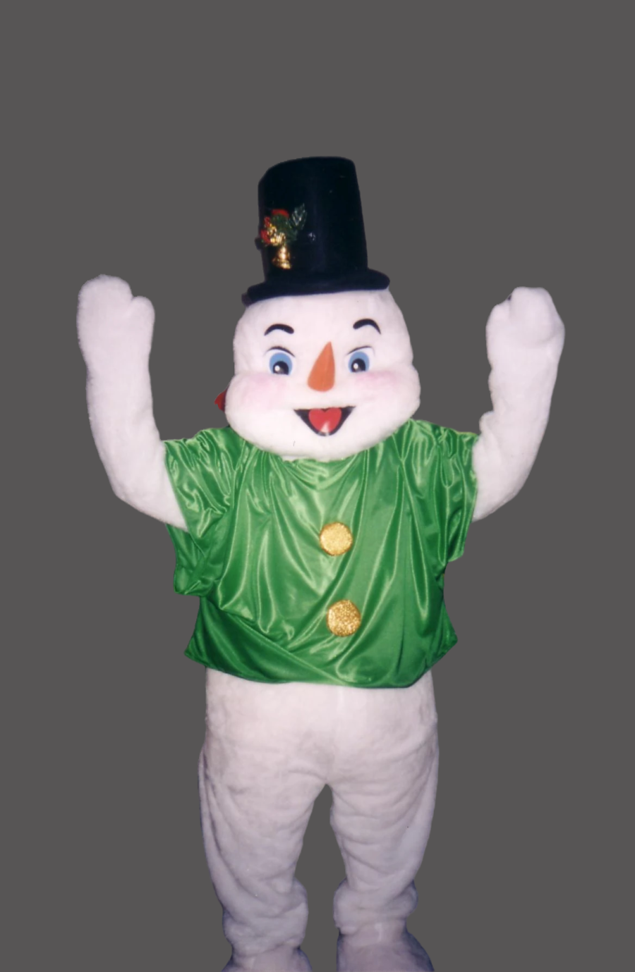 Snowman mascot costume with green vest-Best Mascot