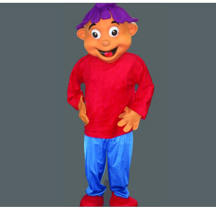 Boy Mascot with purple hair character costume Best Mascot